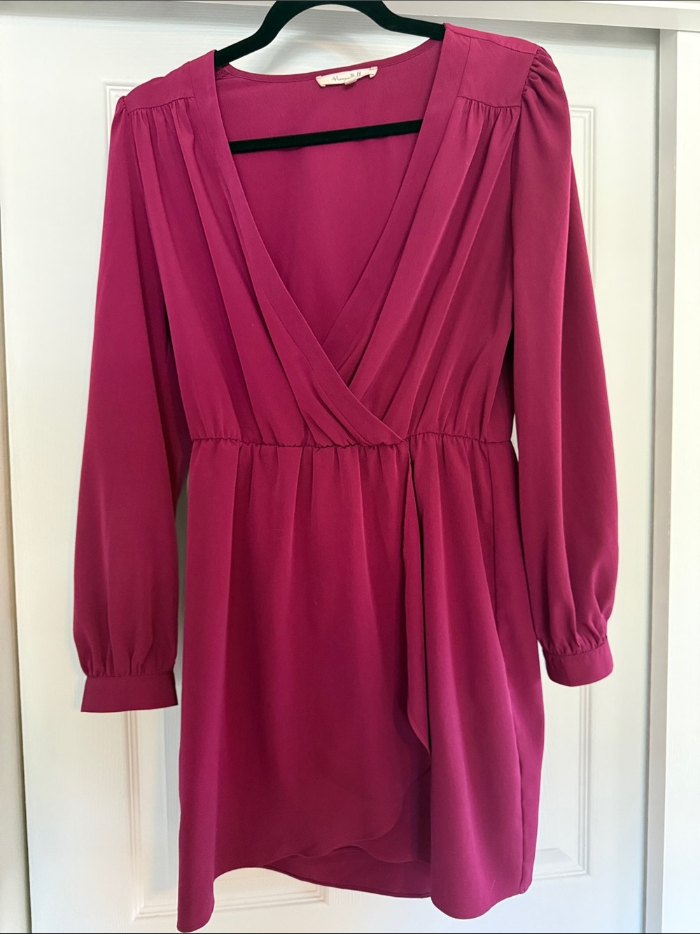 Honey Belle Magenta Wrap-Front Long-Sleeve Dress